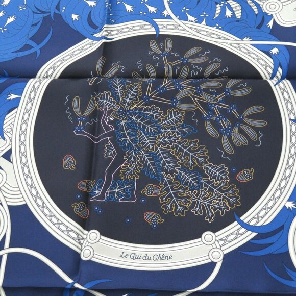 HERMES Blue Silk Scarf - Picture 3 of 8